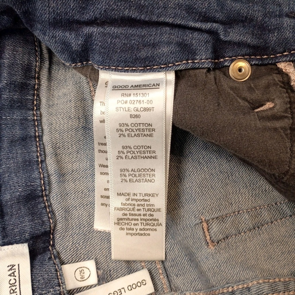 Good American Good Legs Crop Mid Rise Denim Blue Jeans Women 0/25 Skinny Stretch - Picture 4 of 12